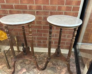 Marble topped plant stands