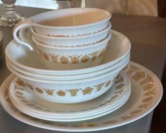 Vintage Corelle butterfly gold dishes.