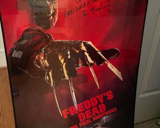 Movie poster, "Freddy's Dead," with autograph and personal message by Robert Englund