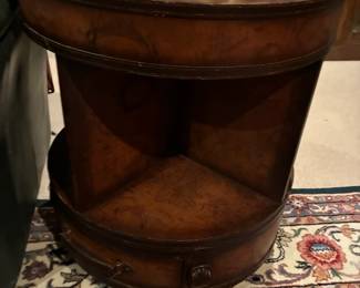 Available for presale- suitcase style rotating end table.  Contact us by email or text for more information.