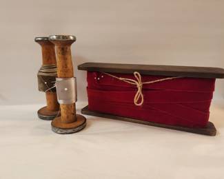 ANTIQUE RIBBON SPOOLS WITH RIBBON