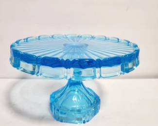 FOSTORIA BLUE CAKE PLATE