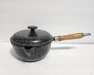 JOHN WRIGHT CAST IRON ENAMEL POT
