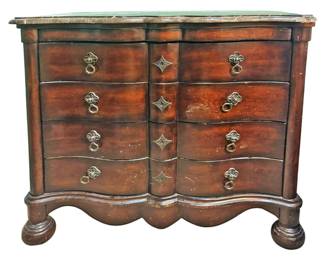 Mahogany Wood Marble Top Serpentine Dresser