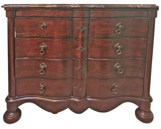 Mahogany Wood Marble Top Serpentine Dresser
