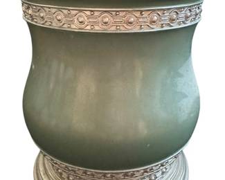 Seafoam Green and Silver Resin Wastebasket