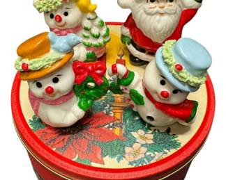 Vintage Christmas Figurines and Tin