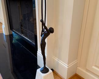 	#27	Art Deco Heavy Metal Statue on Marble Base  32"H	 $125.00 				