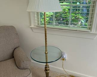 	#61	Brass Lamp Side Table 55"H	 $80.00 				