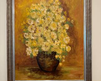 *	#42	Original oil painting  of Yellow Flowers By Jean Wood 35x45	 $200.00 				