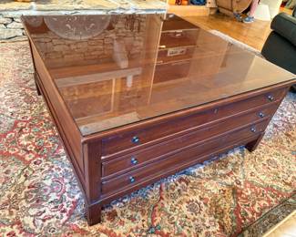 	#38	Coffee Table With Glass Top and Drawers 40x18	 $80.00 				