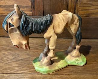 Chalkware Old Paint Horse Figurine