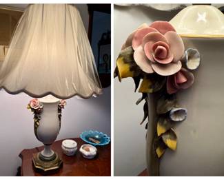 Capodimonte-Style Porcelain Table Lamp - Floral 