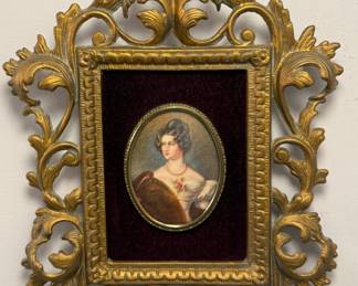 Ornate Framed Portrait of Baroness Von Krudener by Vincent Nesbert after Joseph Steiler - A Cameo Creation