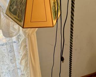 Bridge Arm Floor Lamp with Hexagon Shade