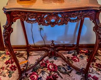 Carved Wood Accent Table