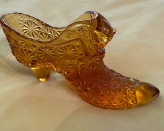 Fenton Amber Glass Slipper