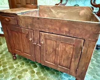 Antique Wood Cabinet with Copper Sink