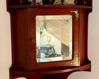 Wood Wall Cabinet with Mirror - Metal Back