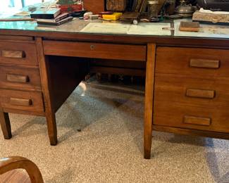 Wood Desk with Glass Topper