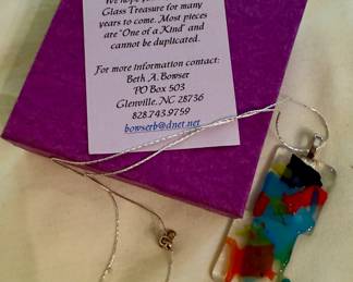 Glass Treasure Pendant on Necklace - Beth A. Bowser - Glenville, North Carolina 