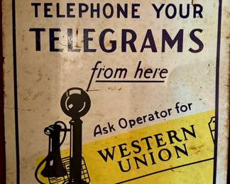 Antique and Vintage Collection - Western Union Telegram Advertising Signage 