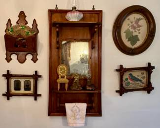Wall Pocket, Framed Wall Art, Wall Mirror with Display Shelf