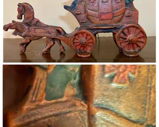 Cast Iron Doorstop of a London Royal Mail Carriage pulled by Horses