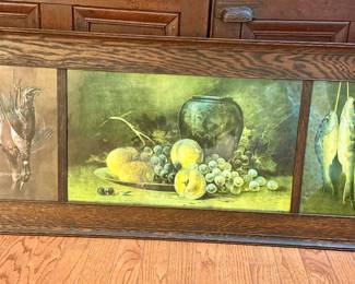 Vintage 3-Panel Framed Art - Duck, Fruit, Fish