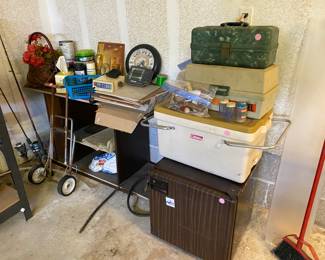Vintage cooler and tackle box