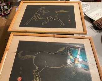 Japanese horse Shagnawa block prints