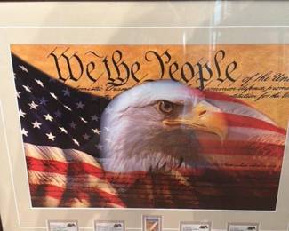 We the People Eagle and Flag Framed Art