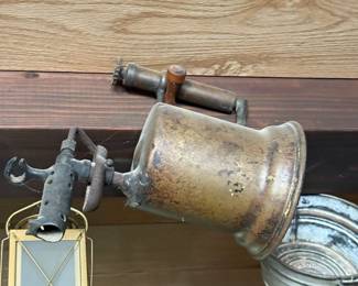 Antique Brass Coffee Grinder with Lantern Attachment