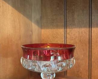 Red Ruby Hobstar Pedestal Compote