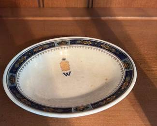Oval Porcelain Dish with Crest