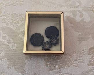Victorian Jet Mourning Brooch with Floral Motif