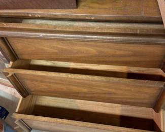 Mid Century Modern Walnut Dresser with Cane Accents