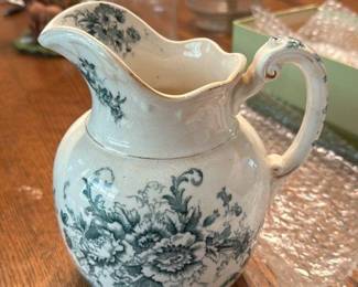 Antique Pitcher with Floral Transferware