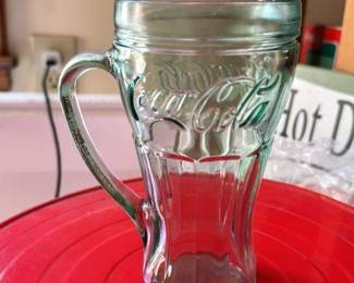 Coca-Cola Embossed Glass Mug with Handle