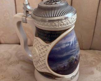German Beer Stein with Waterfall Scene