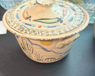 Vintage Ceramic Casserole Dish with Chili Pepper Design