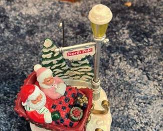 Christmas Sleigh Ornament with Two Santas