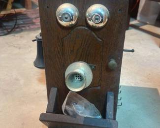 Antique Oak Wall Mount Telephone