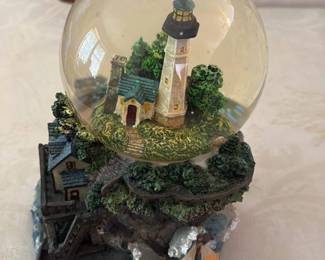 Lighthouse and Sailboats Snow Globe