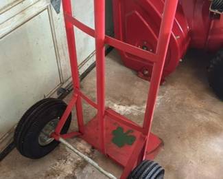 Red Hand Truck with Snow Blower