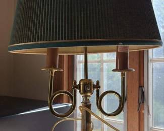 Brass Table Lamp with Pleated Shade
