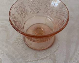 Pink Depression Glass "Eldorado" Pattern Footed Bowl