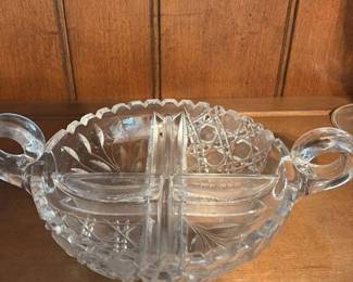 Antique Crystal Relish Dish