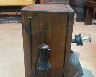 Antique Oak Wall Mount Telephone