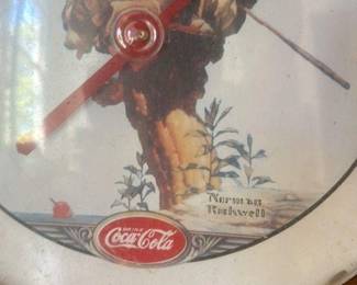 Norman Rockwell "The Fishing Trip" Coca-Cola Thermometer Clock